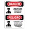 Signmission OSHA Sign, Hard Hats Glasses Required Bilingual, 10in X 7in Rigid Plastic, 7" W, 10" H, Spanish OS-DS-P-710-VS-1299 - alternate 1